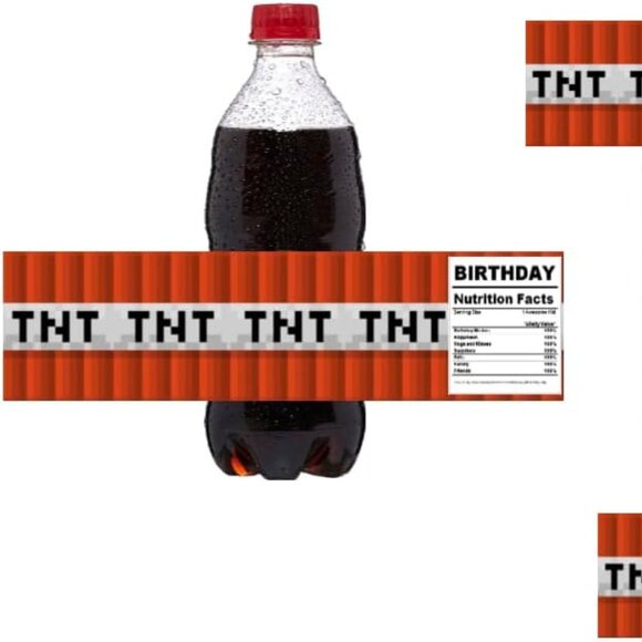 Custom Designed Birthday Party Water Bottle Labels, Gaming Theme Decorations - Picture 1 of 4